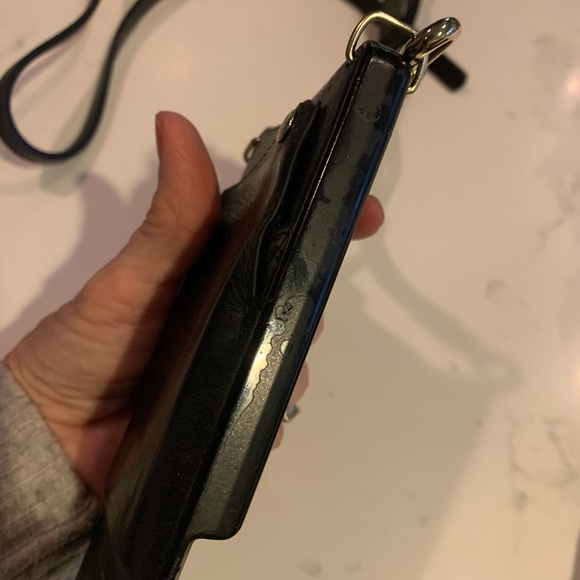 Bandolier crossbody phone case wallet for iPhone XR.  Pebbled black leather. - Picture 7 of 7